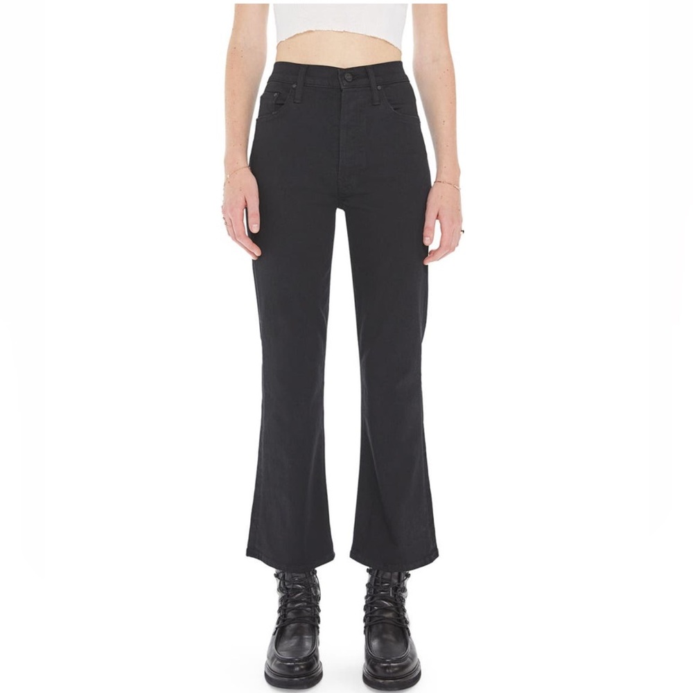 NWT: MOTHER, the tripper, high waist ankle flare jeans, black size 28